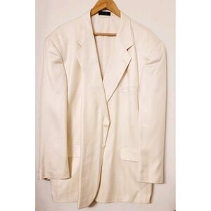 Bert Pulitzer Cream Sport Coat SZ 50L 100% Silk‎ Ivory Blazer Suit Jacket Formal